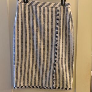Banana Republic Navy and White Striped Lined Pencil Skirt